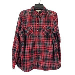 Dressbarn Women's Red & Black Plaid Top